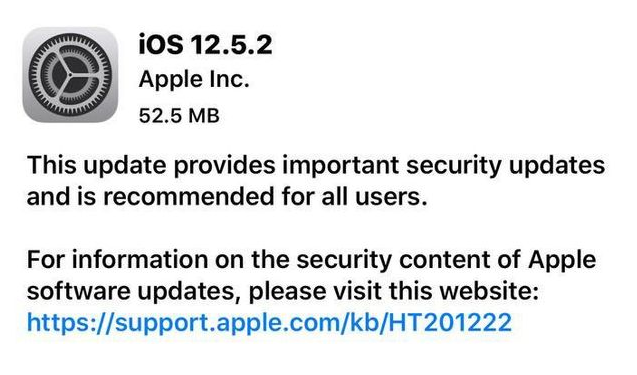 沧州苹果手机维修分享iOS12.5.2发布，建议所有老苹果用户安装 